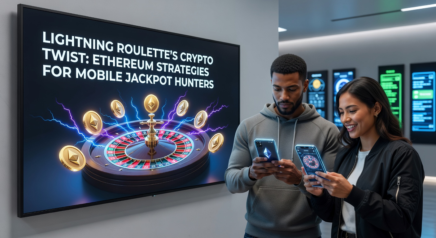 Smartphone mit Ethereum-Wallet und Lightning Roulette-App, Multiplikatoren blinken im Hintergrund