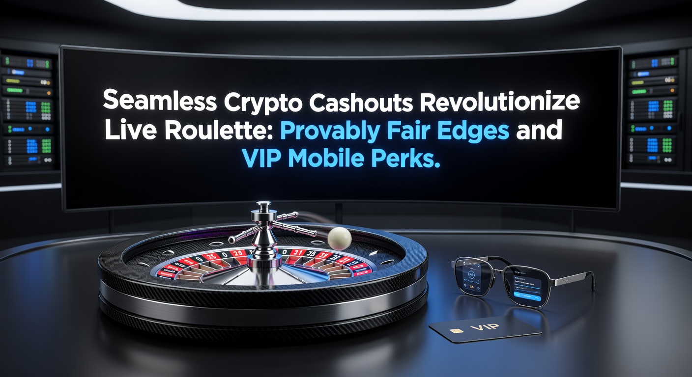 Smartphone mit Live-Roulette-App, VIP-Level-Anzeige, Cashout-Button und Blockchain-Verifizierung, die mobile Vorteile und schnelle Auszahlungen hervorhebt
